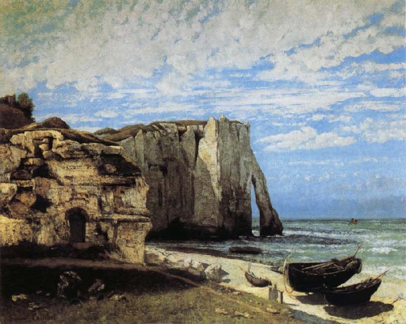 Courbet, Gustave The Cliff at Etretat after the Storm Spain oil painting art